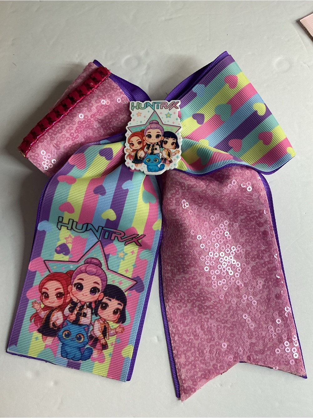 Pink Sequin & Multi-Color Kids Hair Bow